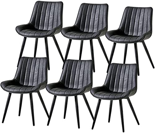 HBSSP Moderne Küche PU-Leder Esszimmerstühle 6er-Set Mit Rückenlehne Und Gepolstertem Sitz，Metallbeine Wohnzimmer-Lounge-Thekenstühle(Negro) von HBSSP