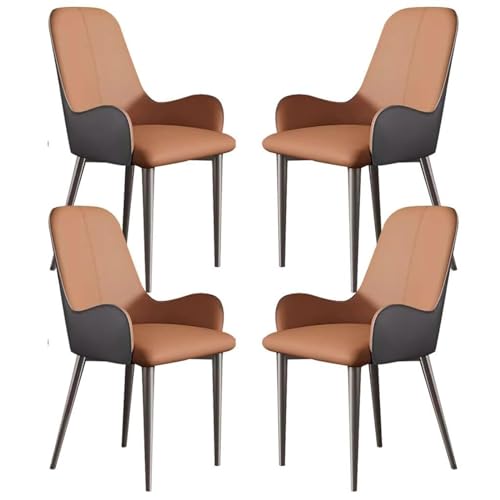 HBSSP Moderne Küchen-Esszimmerstühle 4er-Set PU-Leder Hohe Rückenlehne Gepolsterter Weicher Sitz, Stabile Metallbeine for Gewerbliche Restaurants Zu Hause(Coffee+Gray) von HBSSP