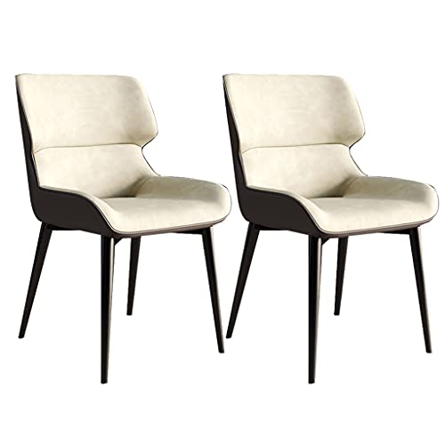 HBSSP Moderne Küchenstühle 2er-Set Wasserdichter PU-Leder-Beistellstuhl Mit Carbonstahlbeinen Küchen-Wohnzimmer-Lounge-Thekenstühle(Beige) von HBSSP