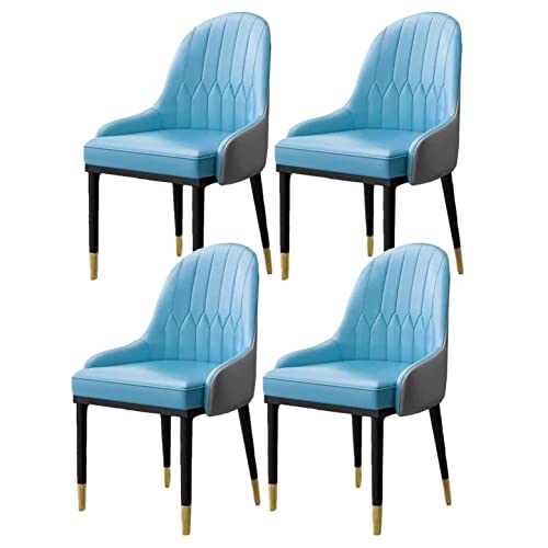 HBSSP Moderne Küchenstühle Aus PU-Leder 4er-Set,Küche Wohnzimmer Esszimmerstühle Mittelalterlicher Freizeitstuhl Metallbein-Beistelltisch, Beistelltisch(Blue Bleu) von HBSSP
