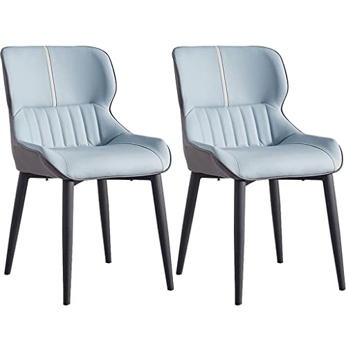 HBSSP Moderne Leder Esszimmerstühle 2er Set Hohe Rückenlehne Gepolsterte Weiche Wohnzimmer Schlafzimmer Sessel Metallbeine Lounge Chairs(Blue) von HBSSP