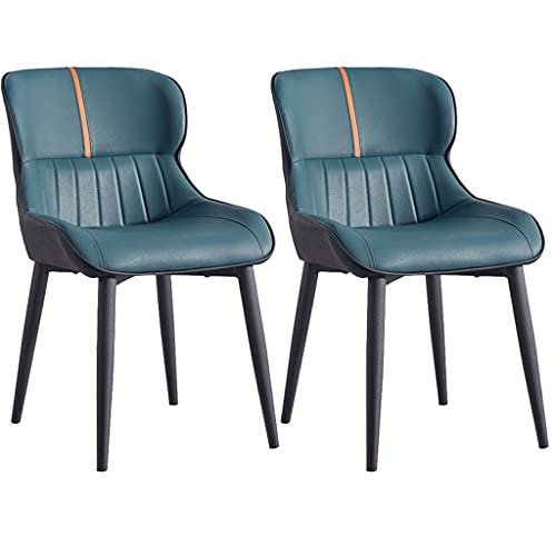 HBSSP Moderne Leder Esszimmerstühle 2er Set Hohe Rückenlehne Gepolsterte Weiche Wohnzimmer Schlafzimmer Sessel Metallbeine Lounge Chairs(Green) von HBSSP