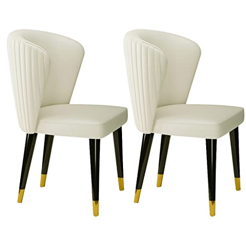 HBSSP Moderne Mikrofaser-Leder-Esszimmerstühle Im 2er-Set Lounge-Stühle Für Die Küche, Wohnzimmer Füße Aus Massivem Eschenholz, Empfangsstuhl(Beige) von HBSSP