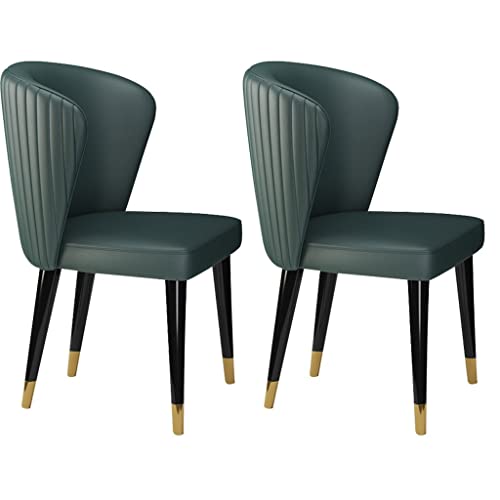 HBSSP Moderne Mikrofaser-Leder-Esszimmerstühle Im 2er-Set Lounge-Stühle Für Die Küche, Wohnzimmer Füße Aus Massivem Eschenholz, Empfangsstuhl(Dark Green) von HBSSP