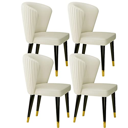 HBSSP Moderne Mikrofaser-Leder-Esszimmerstühle Im 4er-Set Lounge-Stühle Für Die Küche, Wohnzimmer Füße Aus Massivem Eschenholz, Empfangsstuhl(Beige) von HBSSP
