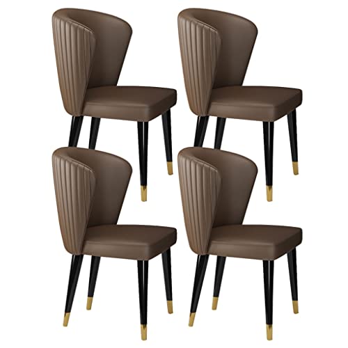 HBSSP Moderne Mikrofaser-Leder-Esszimmerstühle Im 4er-Set Lounge-Stühle Für Die Küche, Wohnzimmer Füße Aus Massivem Eschenholz, Empfangsstuhl(Brown) von HBSSP