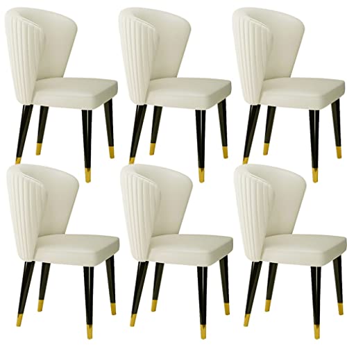 HBSSP Moderne Mikrofaser-Leder-Esszimmerstühle Im 6er-Set Lounge-Stühle Für Die Küche, Wohnzimmer Füße Aus Massivem Eschenholz, Empfangsstuhl(Beige) von HBSSP