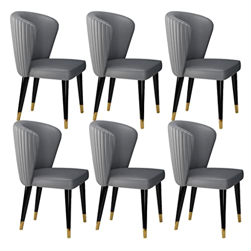 HBSSP Moderne Mikrofaser-Leder-Esszimmerstühle Im 6er-Set Lounge-Stühle Für Die Küche, Wohnzimmer Füße Aus Massivem Eschenholz, Empfangsstuhl(Dark Gray) von HBSSP