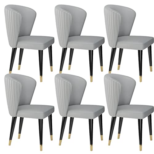 HBSSP Moderne Mikrofaser-Leder-Esszimmerstühle Im 6er-Set Lounge-Stühle Für Die Küche, Wohnzimmer Füße Aus Massivem Eschenholz, Empfangsstuhl(Light Gray) von HBSSP