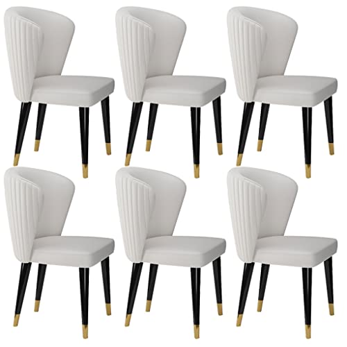 HBSSP Moderne Mikrofaser-Leder-Esszimmerstühle Im 6er-Set Lounge-Stühle Für Die Küche, Wohnzimmer Füße Aus Massivem Eschenholz, Empfangsstuhl(Off-White) von HBSSP
