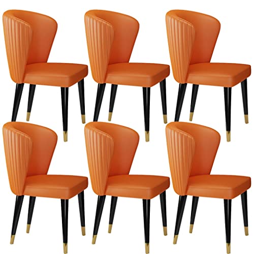 HBSSP Moderne Mikrofaser-Leder-Esszimmerstühle Im 6er-Set Lounge-Stühle Für Die Küche, Wohnzimmer Füße Aus Massivem Eschenholz, Empfangsstuhl(Orange) von HBSSP