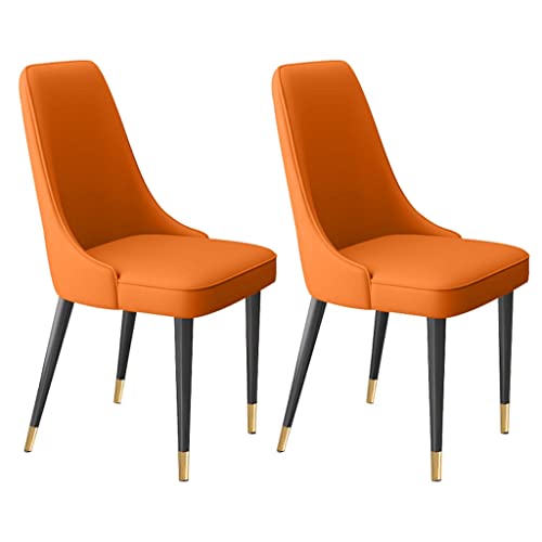 HBSSP Moderne Wohnzimmer-Beistellstühle 2er-Set, Mit Weichem Mikrofaser-Leder Und Metallbeinen Esszimmerstühle Mit Latexpolsterung Für Die Küche(Orange) von HBSSP