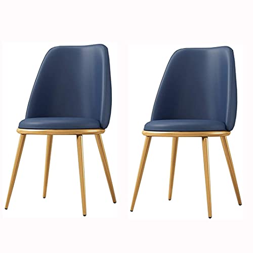 HBSSP Moderner Esszimmerstuhl 2er-Set Wasserdichter Lounge-Stuhl Aus PU-Leder mit Galvanisiertem Titan-Gold-Bein Küchen-Wohnzimmer-Thekenstühle(Blue) von HBSSP