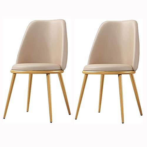 HBSSP Moderner Esszimmerstuhl 2er-Set Wasserdichter Lounge-Stuhl Aus PU-Leder mit Galvanisiertem Titan-Gold-Bein Küchen-Wohnzimmer-Thekenstühle(Khaki) von HBSSP