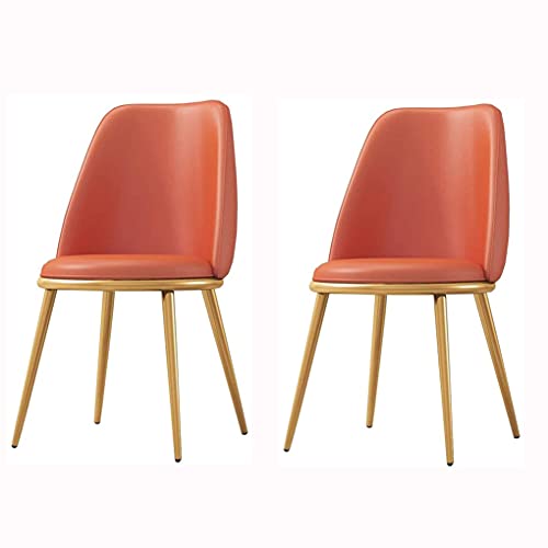 HBSSP Moderner Esszimmerstuhl 2er-Set Wasserdichter Lounge-Stuhl Aus PU-Leder mit Galvanisiertem Titan-Gold-Bein Küchen-Wohnzimmer-Thekenstühle(Orange) von HBSSP