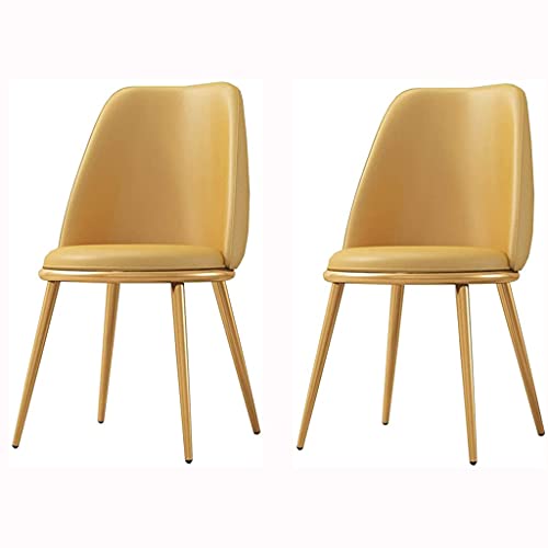 HBSSP Moderner Esszimmerstuhl 2er-Set Wasserdichter Lounge-Stuhl Aus PU-Leder mit Galvanisiertem Titan-Gold-Bein Küchen-Wohnzimmer-Thekenstühle(Yellow) von HBSSP