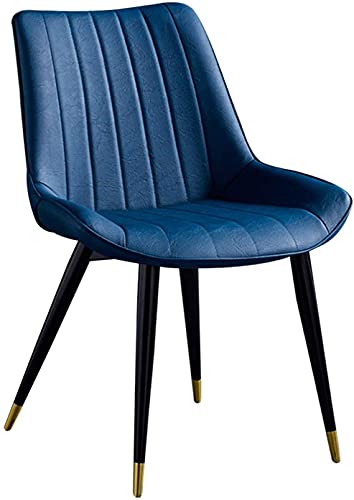 HBSSP Moderner Esszimmerstuhl Bürostuhl Aus Kunstledersitz Ergonomische Rückenlehne mit Stabilen Schwarzen Metallbeinen Einfache Montage(Blue) von HBSSP