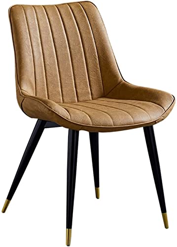 HBSSP Moderner Esszimmerstuhl Bürostuhl Aus Kunstledersitz Ergonomische Rückenlehne mit Stabilen Schwarzen Metallbeinen Einfache Montage(Brown) von HBSSP