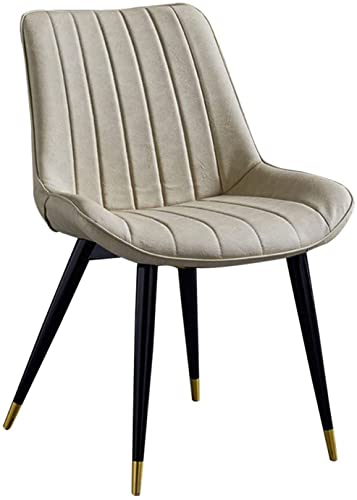 HBSSP Moderner Esszimmerstuhl Bürostuhl Aus Kunstledersitz Ergonomische Rückenlehne mit Stabilen Schwarzen Metallbeinen Einfache Montage(Creamy-White) von HBSSP