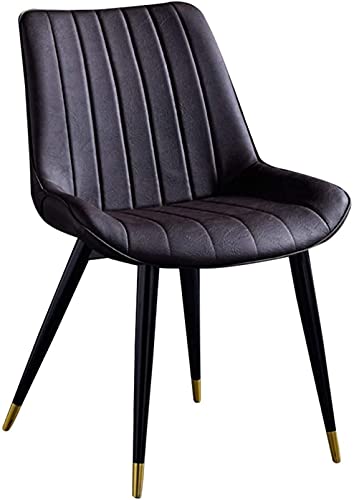 HBSSP Moderner Esszimmerstuhl Bürostuhl Aus Kunstledersitz Ergonomische Rückenlehne mit Stabilen Schwarzen Metallbeinen Einfache Montage(Dark Brown) von HBSSP