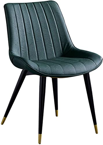 HBSSP Moderner Esszimmerstuhl Bürostuhl Aus Kunstledersitz Ergonomische Rückenlehne mit Stabilen Schwarzen Metallbeinen Einfache Montage(Green) von HBSSP