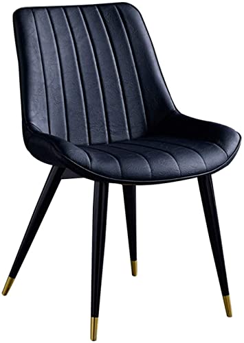 HBSSP Moderner Esszimmerstuhl Bürostuhl Aus Kunstledersitz Ergonomische Rückenlehne mit Stabilen Schwarzen Metallbeinen Einfache Montage(Negro) von HBSSP