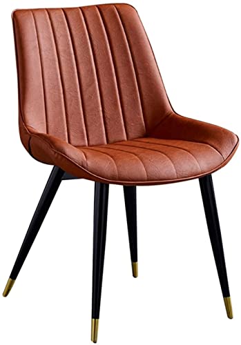 HBSSP Moderner Esszimmerstuhl Bürostuhl Aus Kunstledersitz Ergonomische Rückenlehne mit Stabilen Schwarzen Metallbeinen Einfache Montage(Orange) von HBSSP