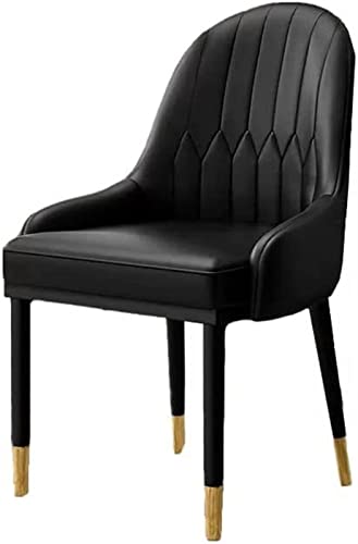 HBSSP Moderner Küchenstuhl Aus PU-Leder,Küchen-Wohnzimmer-Esszimmerstühle,Mittelalterlicher Freizeitstuhl, Beistelltisch Mit Metallbeinen(Black Noir) von HBSSP