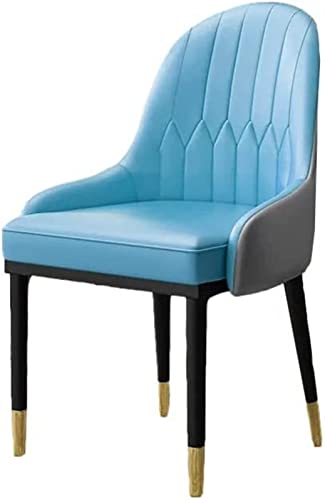 HBSSP Moderner Küchenstuhl Aus PU-Leder,Küchen-Wohnzimmer-Esszimmerstühle,Mittelalterlicher Freizeitstuhl, Beistelltisch Mit Metallbeinen(Blue Bleu) von HBSSP