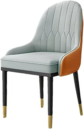 HBSSP Moderner Küchenstuhl Aus PU-Leder,Küchen-Wohnzimmer-Esszimmerstühle,Mittelalterlicher Freizeitstuhl, Beistelltisch Mit Metallbeinen(Light Blue) von HBSSP