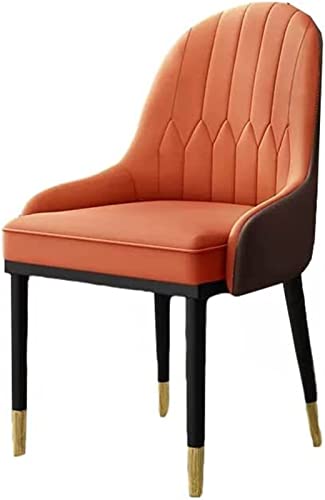 HBSSP Moderner Küchenstuhl Aus PU-Leder,Küchen-Wohnzimmer-Esszimmerstühle,Mittelalterlicher Freizeitstuhl, Beistelltisch Mit Metallbeinen(Orange Orange) von HBSSP