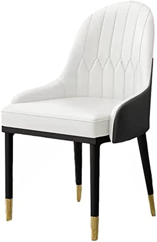 HBSSP Moderner Küchenstuhl Aus PU-Leder,Küchen-Wohnzimmer-Esszimmerstühle,Mittelalterlicher Freizeitstuhl, Beistelltisch Mit Metallbeinen(White Blanc) von HBSSP