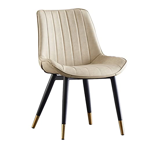 HBSSP Moderner PU-Leder Gepolsterter Weicher Sitz Mit Hoher Rückenlehne Metallbeine Büro Wohnzimmer Theke Lounge Esszimmerstuhl(Beige) von HBSSP