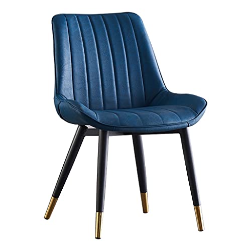 HBSSP Moderner PU-Leder Gepolsterter Weicher Sitz Mit Hoher Rückenlehne Metallbeine Büro Wohnzimmer Theke Lounge Esszimmerstuhl(Blue) von HBSSP