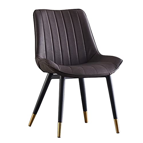 HBSSP Moderner PU-Leder Gepolsterter Weicher Sitz Mit Hoher Rückenlehne Metallbeine Büro Wohnzimmer Theke Lounge Esszimmerstuhl(Brown) von HBSSP