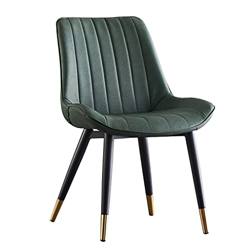 HBSSP Moderner PU-Leder Gepolsterter Weicher Sitz Mit Hoher Rückenlehne Metallbeine Büro Wohnzimmer Theke Lounge Esszimmerstuhl(Green) von HBSSP
