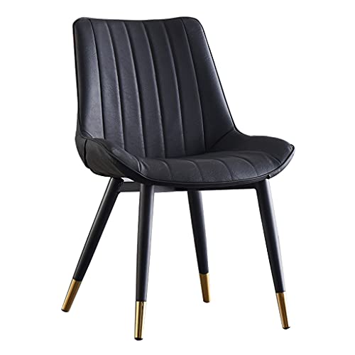 HBSSP Moderner PU-Leder Gepolsterter Weicher Sitz Mit Hoher Rückenlehne Metallbeine Büro Wohnzimmer Theke Lounge Esszimmerstuhl(Negro) von HBSSP