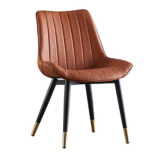HBSSP Moderner PU-Leder Gepolsterter Weicher Sitz Mit Hoher Rückenlehne Metallbeine Büro Wohnzimmer Theke Lounge Esszimmerstuhl(Orange) von HBSSP
