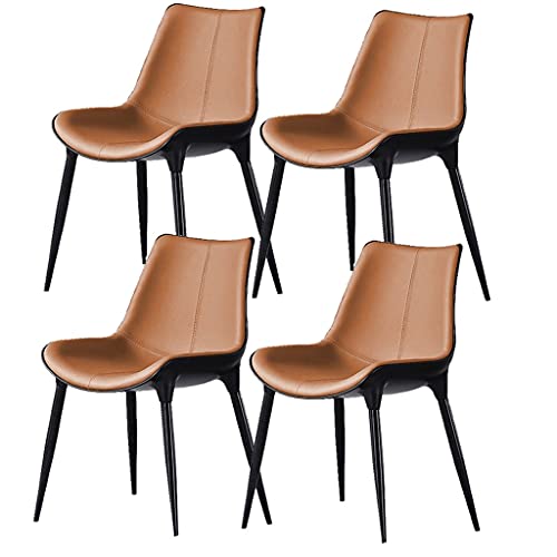 HBSSP Modernes Design Ledersitz Esszimmerstuhl 4er Set Mit Rückenlehne Kohlenstoffstahlbeine Für Büro Lounge Esszimmer Küche Schlafzimmer(Brown) von HBSSP