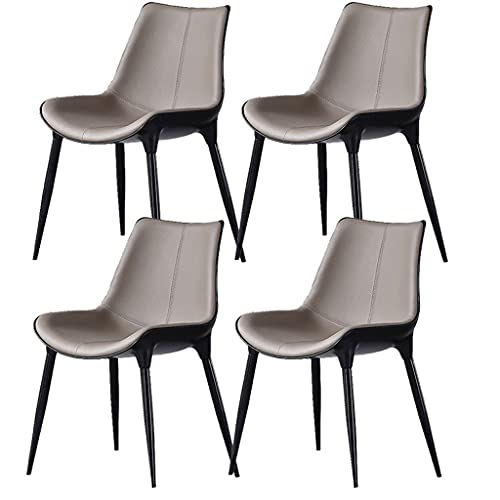 HBSSP Modernes Design Ledersitz Esszimmerstuhl 4er Set Mit Rückenlehne Kohlenstoffstahlbeine Für Büro Lounge Esszimmer Küche Schlafzimmer(Grey) von HBSSP