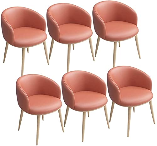 HBSSP PU Esszimmerstühle 6er Set Küchenstühle Ledersitz Mit U-förmiger Rückenlehne Metallbeine Sessel Esszimmer Wohnzimmer Empfang Bürostühle(Orange) von HBSSP