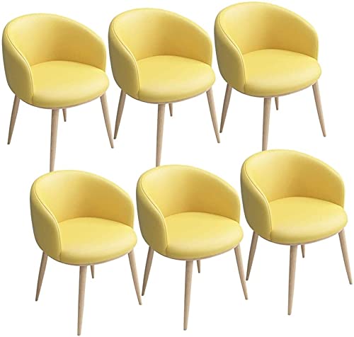 HBSSP PU Esszimmerstühle 6er Set Küchenstühle Ledersitz Mit U-förmiger Rückenlehne Metallbeine Sessel Esszimmer Wohnzimmer Empfang Bürostühle(Yellow) von HBSSP