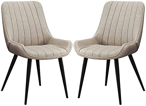 HBSSP PU Leder Esszimmerstühle 2er-Set Moderne Gepolsterte Stühle mit Metallbeinen für Esszimmer Wohnzimmer Schlafzimmer Küche(Beige) von HBSSP