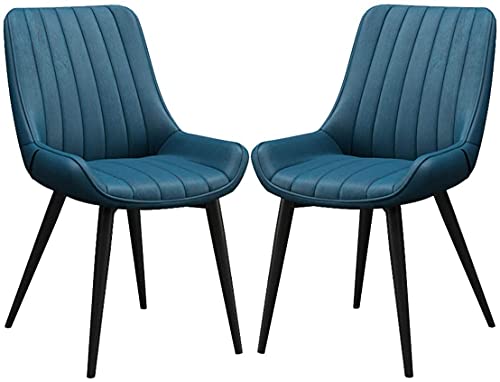 HBSSP PU Leder Esszimmerstühle 2er-Set Moderne Gepolsterte Stühle mit Metallbeinen für Esszimmer Wohnzimmer Schlafzimmer Küche(Blue) von HBSSP