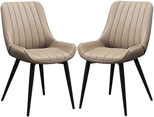 HBSSP PU Leder Esszimmerstühle 2er-Set Moderne Gepolsterte Stühle mit Metallbeinen für Esszimmer Wohnzimmer Schlafzimmer Küche(Camel) von HBSSP