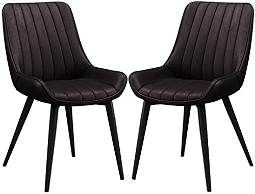 HBSSP PU Leder Esszimmerstühle 2er-Set Moderne Gepolsterte Stühle mit Metallbeinen für Esszimmer Wohnzimmer Schlafzimmer Küche(Dark Brown) von HBSSP