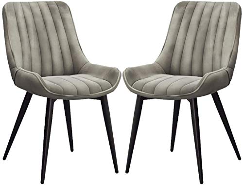 HBSSP PU Leder Esszimmerstühle 2er-Set Moderne Gepolsterte Stühle mit Metallbeinen für Esszimmer Wohnzimmer Schlafzimmer Küche(Light Grey) von HBSSP