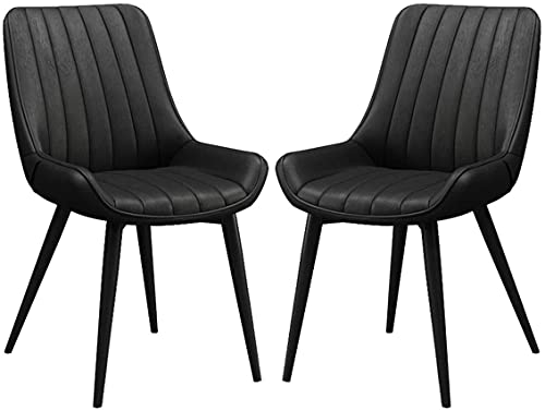HBSSP PU Leder Esszimmerstühle 2er-Set Moderne Gepolsterte Stühle mit Metallbeinen für Esszimmer Wohnzimmer Schlafzimmer Küche(Negro) von HBSSP