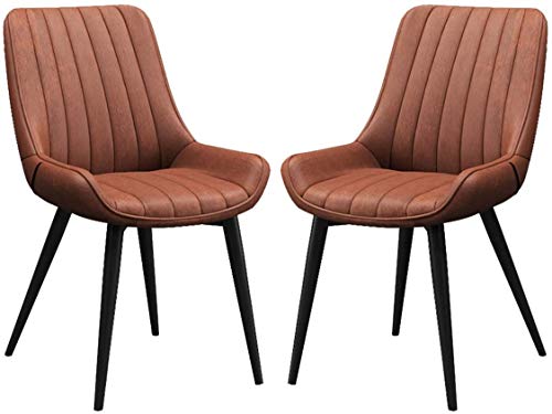 HBSSP PU Leder Esszimmerstühle 2er-Set Moderne Gepolsterte Stühle mit Metallbeinen für Esszimmer Wohnzimmer Schlafzimmer Küche(Orange red) von HBSSP
