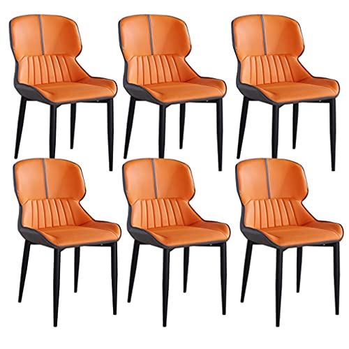 HBSSP PU-Leder Esszimmerstühle 6er-Set, Moderne Küchen-Wohnzimmer-Beistellstühle mit Weichem Kissensitz Und Metallbeinen,Orange HBSSP PU-Leder Esszimmerstühle 6er-Set, Moderne Küchen-Wohnzimmer-Beistellstühle mit Weichem Kissensitz Und Metallbeinen,Orange von HBSSP